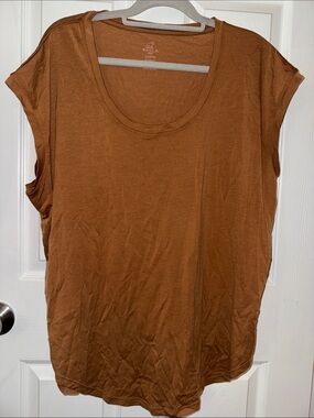 Casual Scoop Neck Tank Top in Rich Brown - Wool & Co.